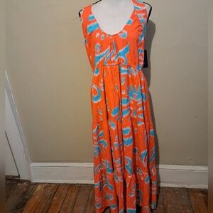 Long orange summer dress.